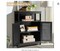 Bathroom Storage Cabinet, Wooden Side Storage Organizer with Louver Doors and Removable Shelf, Freestanding Floor Cabinet for Living Room, Kitchen, and Entryway (Black)